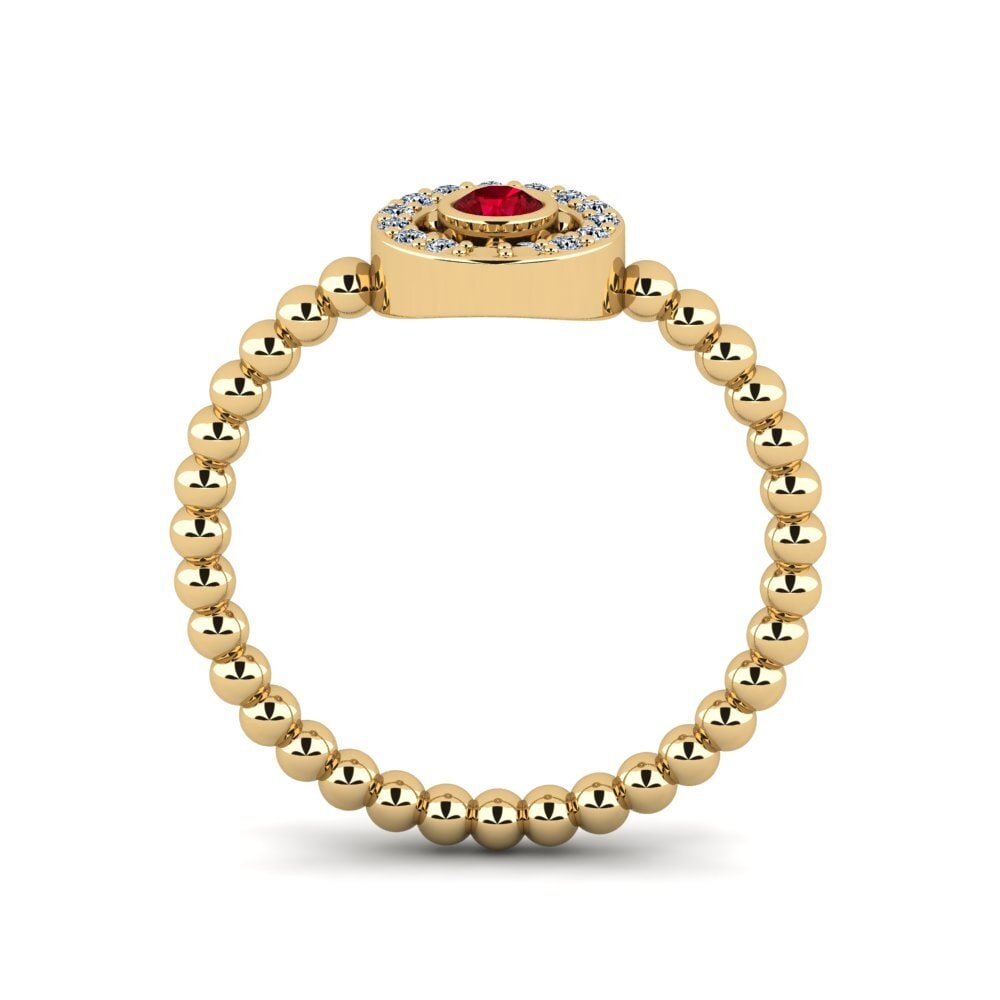 Roter Zirkonia Stapelbarer Ring Hwal - A
