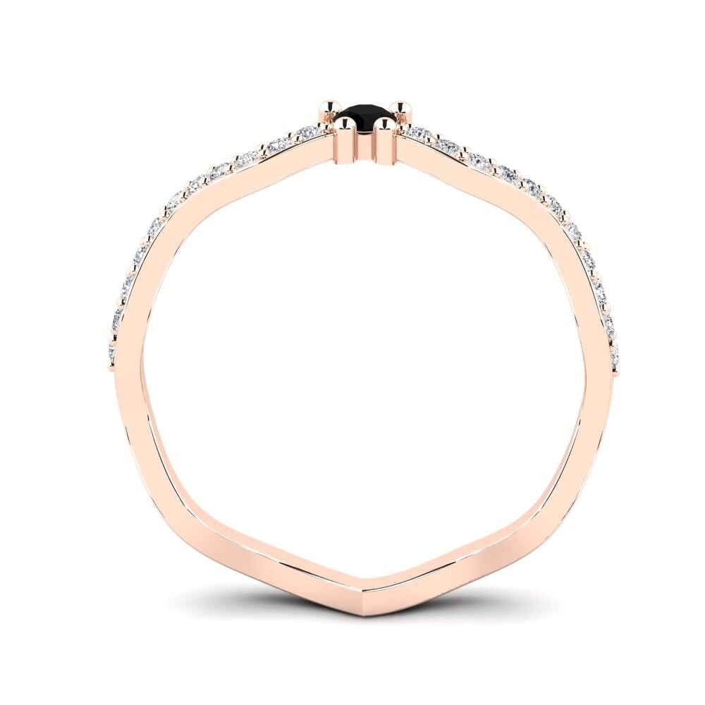 18ct Rose Gold Black Diamond Stackable Ring Prenat - A