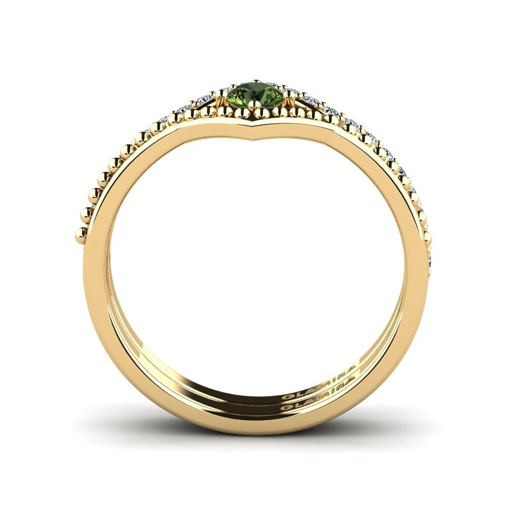Green Sapphire Stackable Ring Shappe - Set