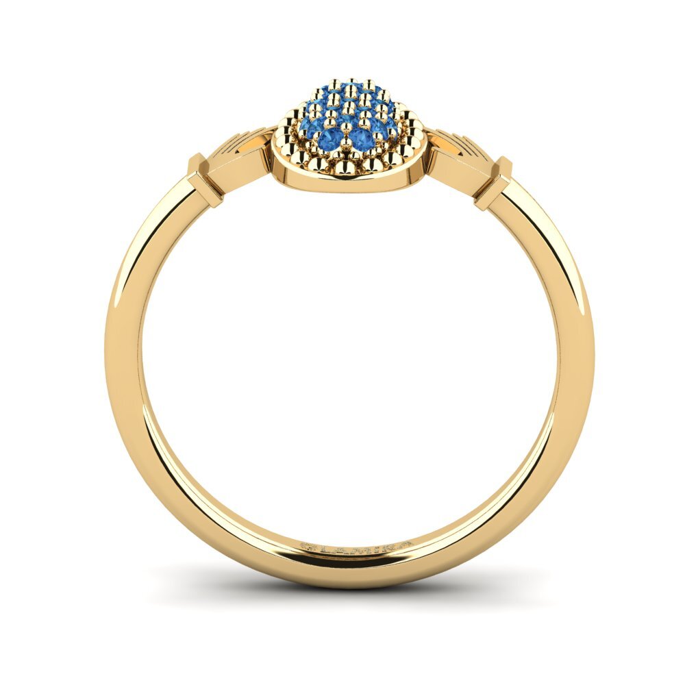 Zircônia azul escuro Anel Biddoder