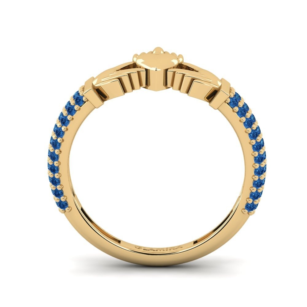 Zircônia azul escuro Anel Frum