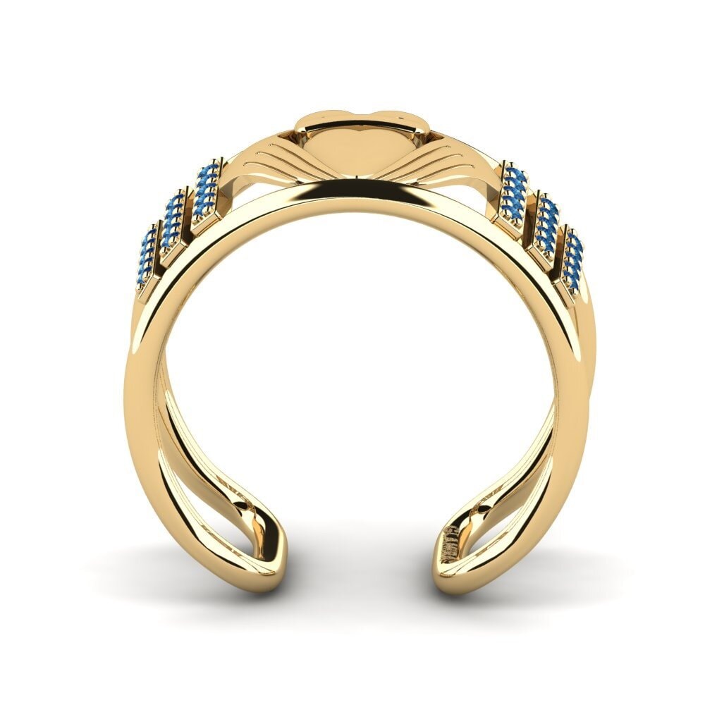 Zircônia azul escuro Anel Hletin