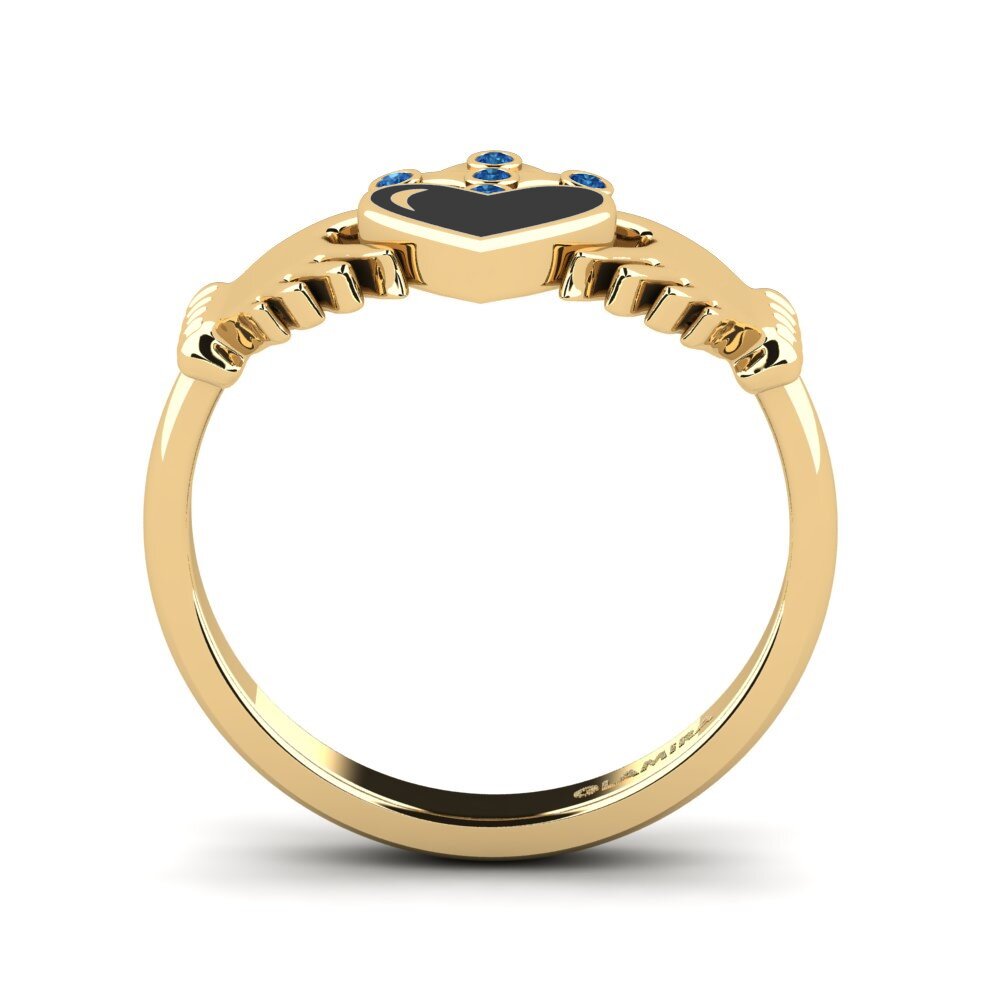 Zircônia azul escuro Anel Hnigeng