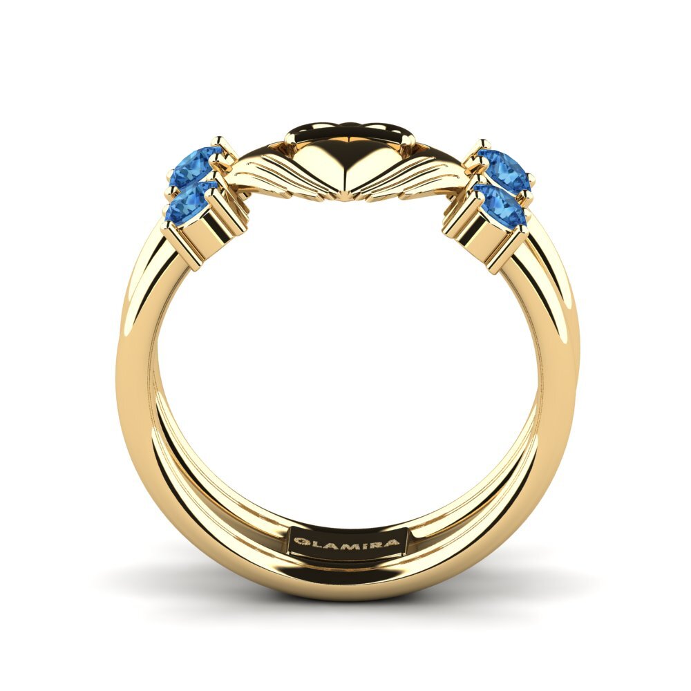 Zircônia azul escuro Anel Ontige