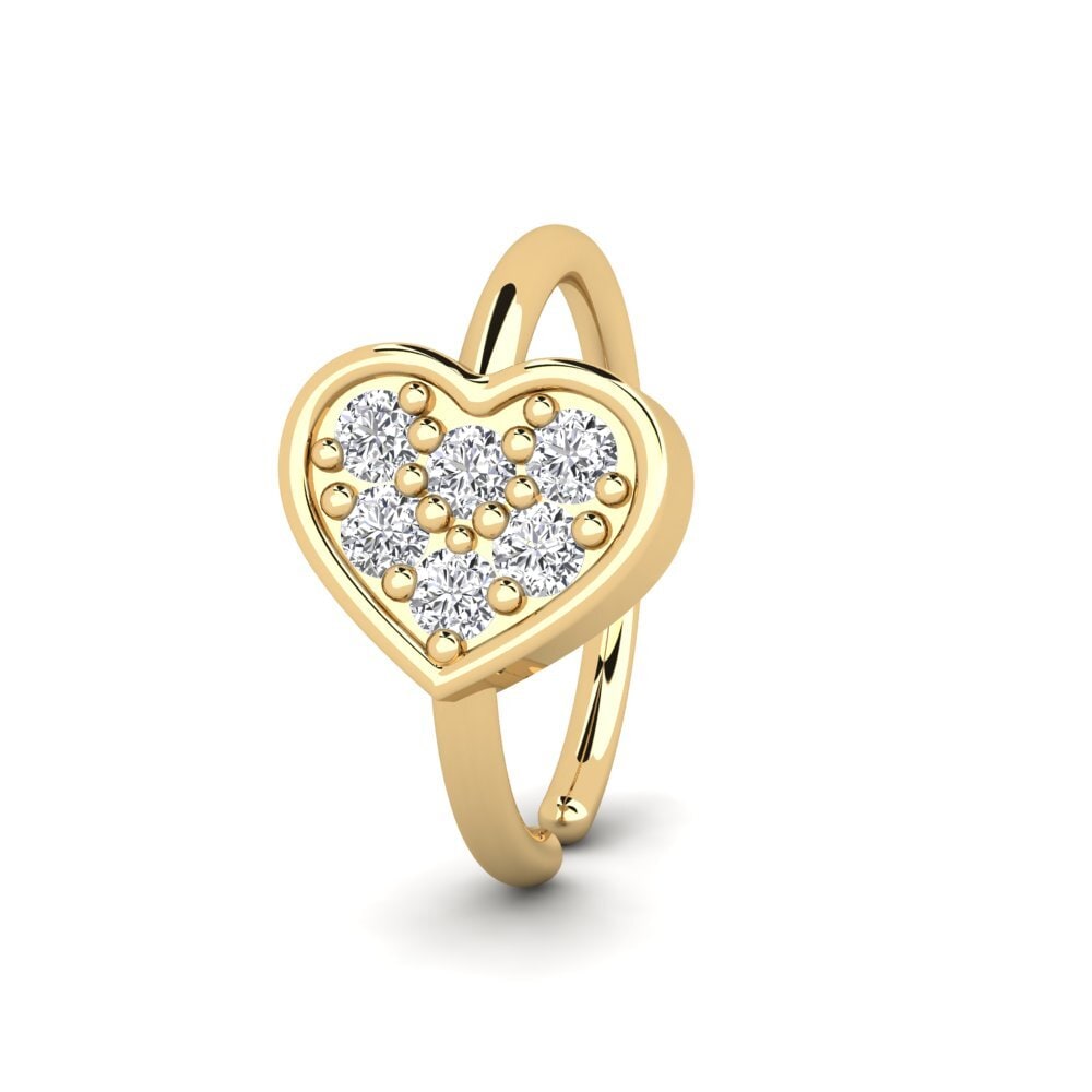 Piercing Al Naso In Oro Giallo 18 Carati (750) Con Zirconi Bianchi - Borchia 2mm, Elegante E Di Qualità