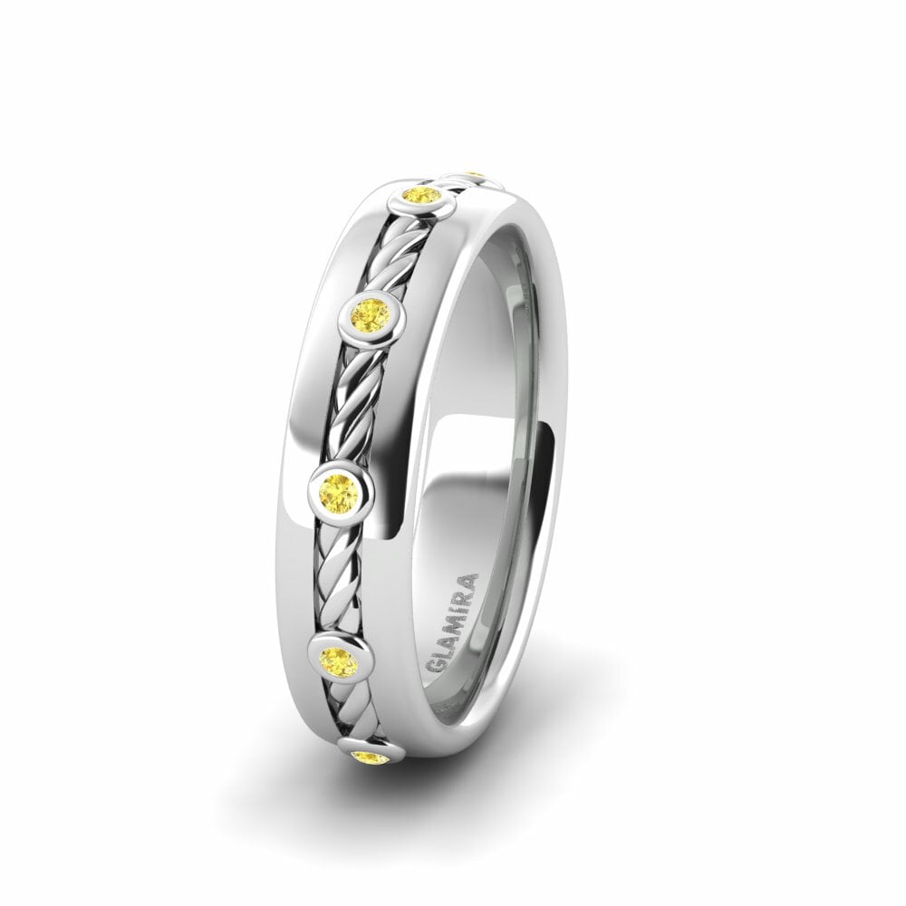 Zafiro amarillo Anillo Boda Mujer Cute Step 5.0 mm