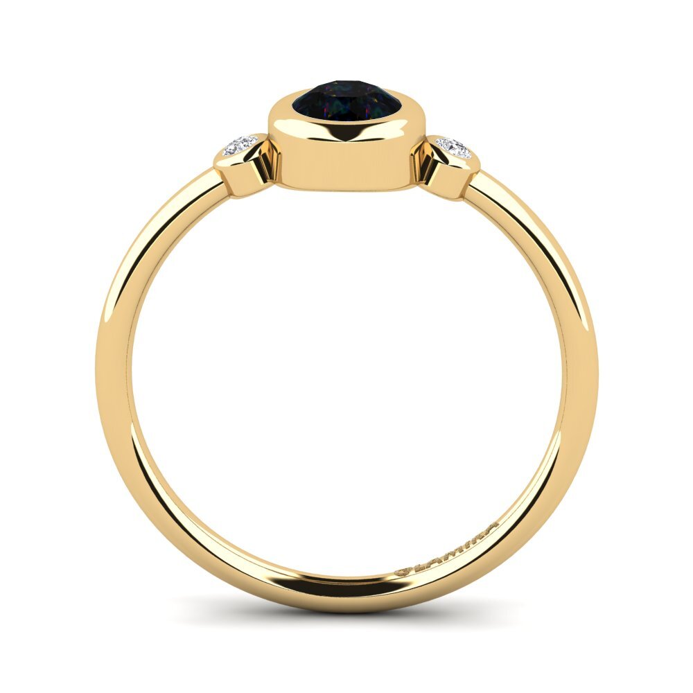 Black Opal Engagement Ring Afin - A