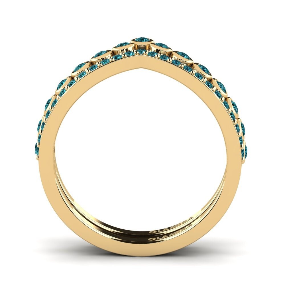 Blauer Diamant Stapelbarer Ring Amens Set