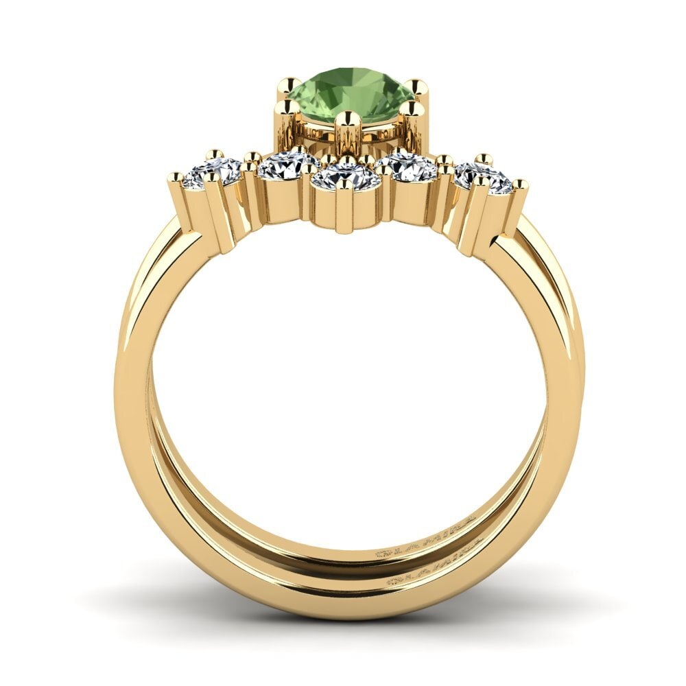 Green Sapphire Stackable Ring Equa Set