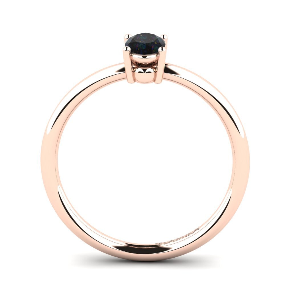 14ct Rose Gold Black Opal Stackable Ring Jofor - B