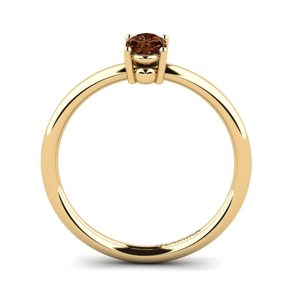 Ovalado Diamante café Anillo apilable Jofor - B