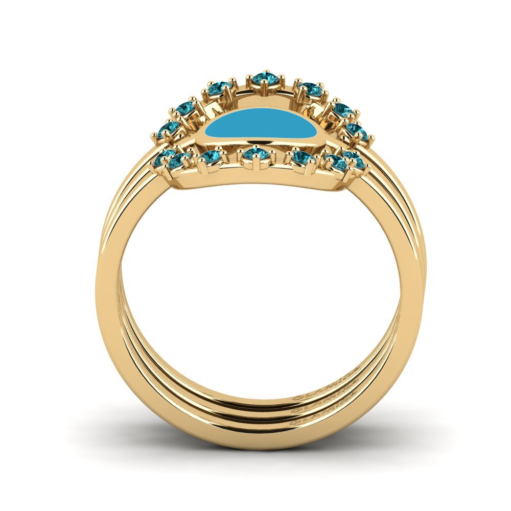 Blauer Diamant Stapelbarer Ring Middo Set