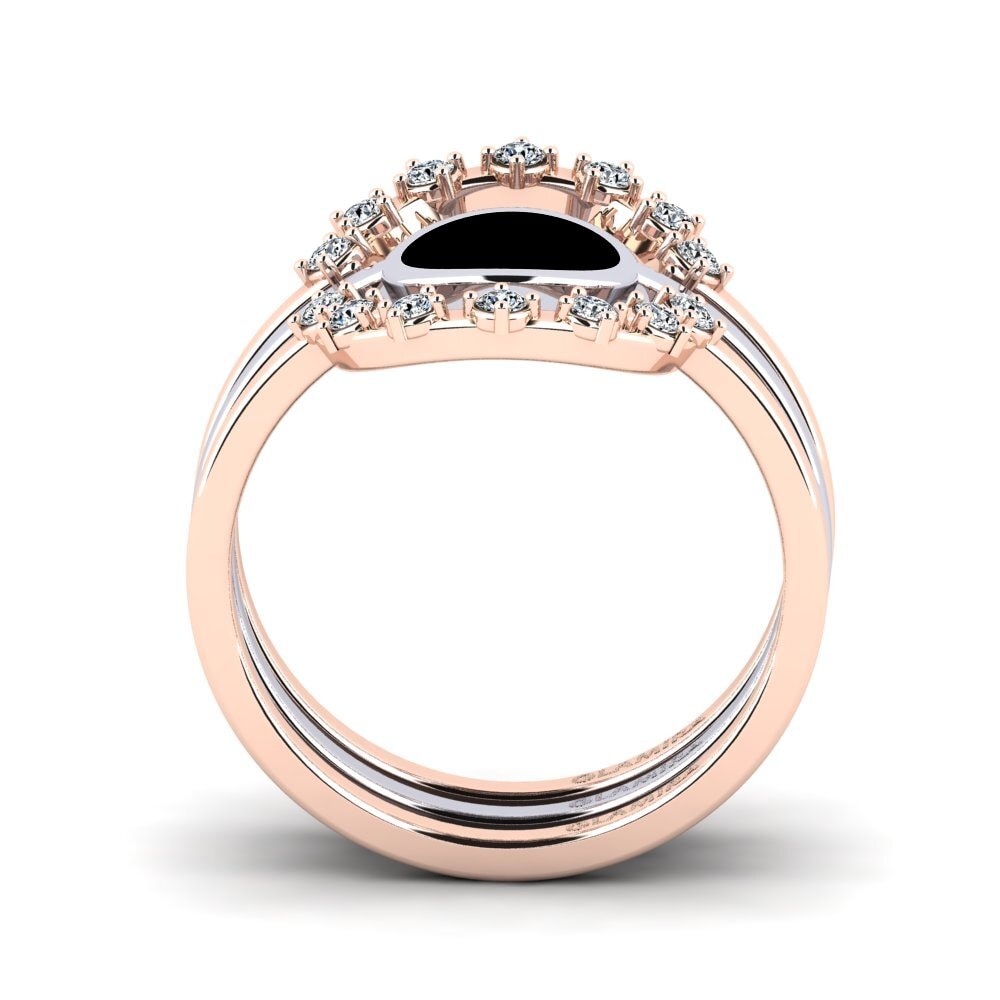 Or Rose& Blanc 14k Anneau empilable Middo Set