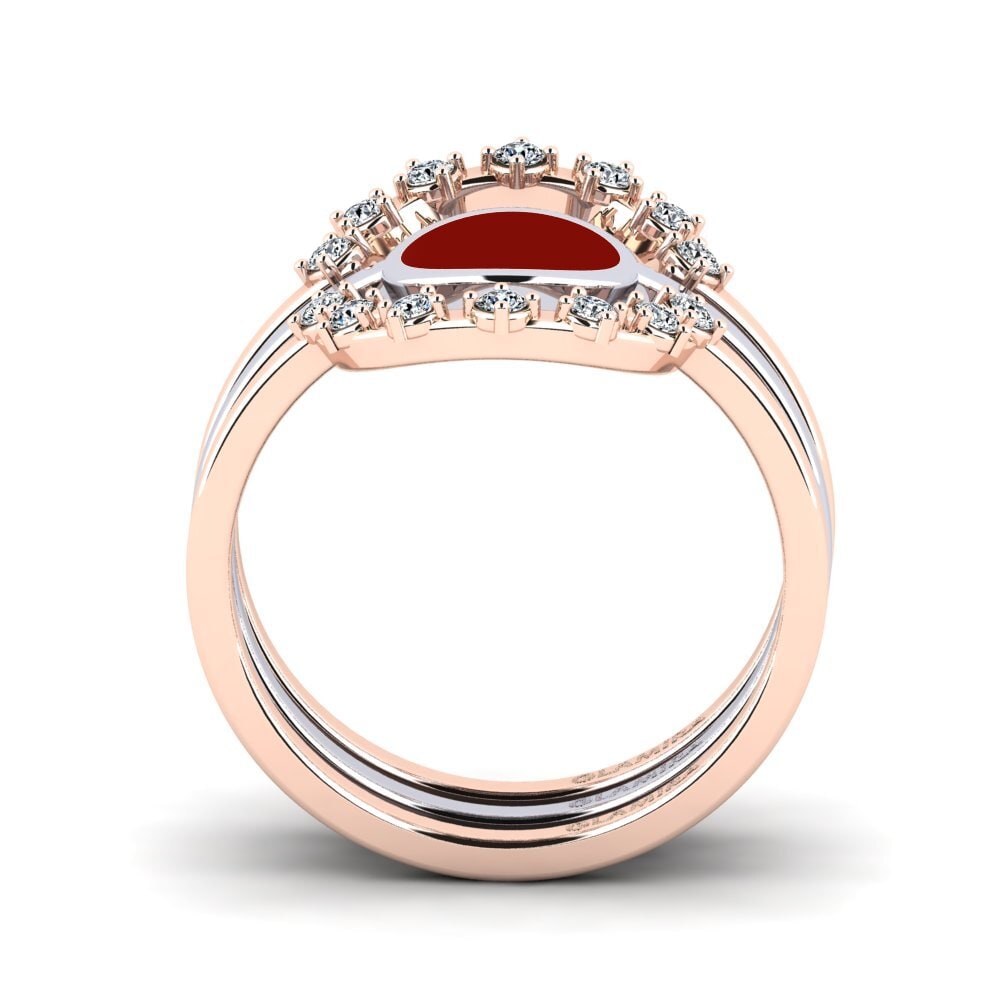 375 Rot & Weißgold Stapelbarer Ring Middo Set