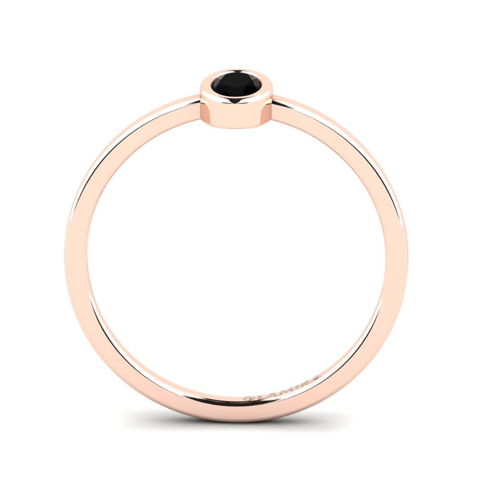 14ct Rose Gold Black Onyx Engagement Ring Niliev - A