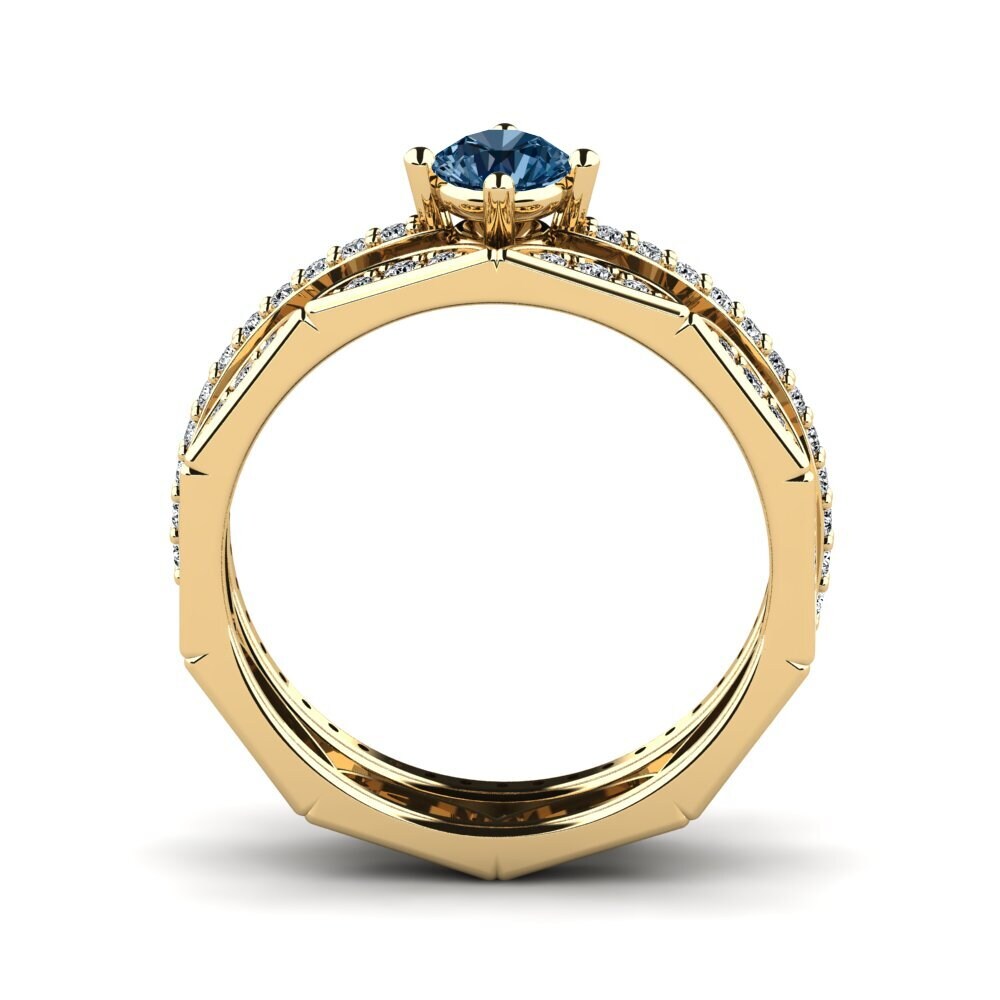 Blauer Diamant Stapelbarer Ring Nurath Set