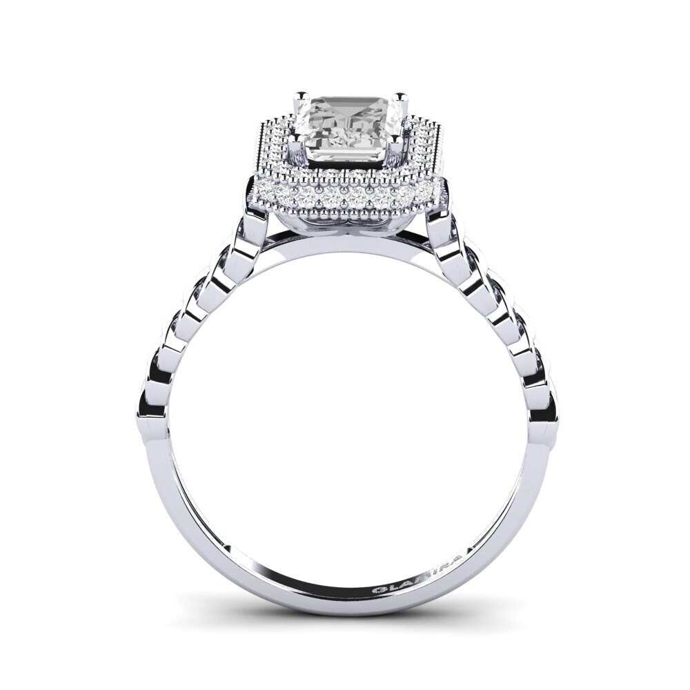 Zafiro blanco Anillo de compromiso Oferih - A