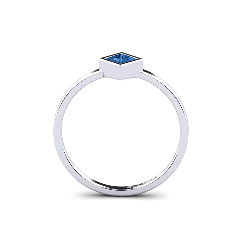 Dark Blue Zirconia Engagement Ring Polloc - A