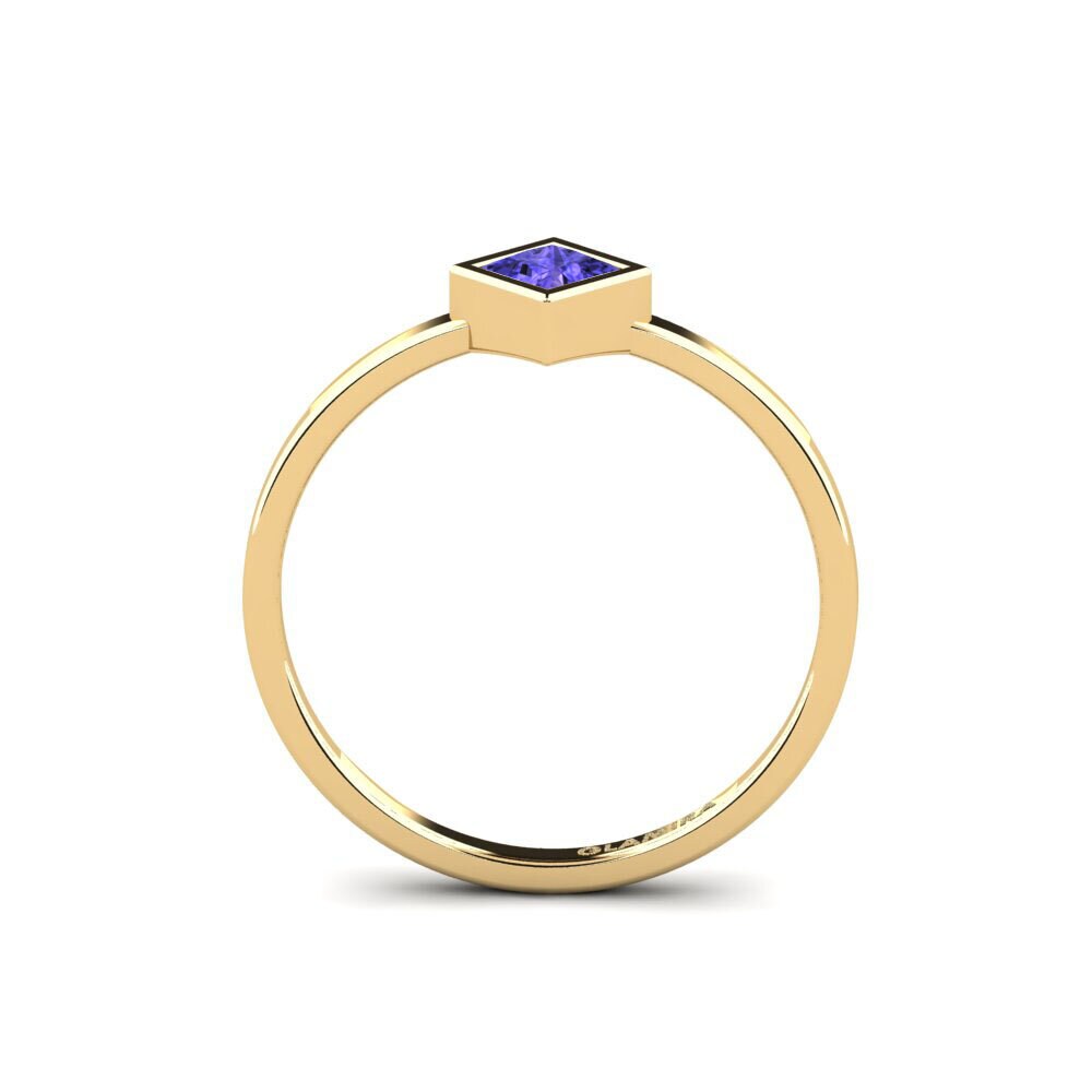 18k Oro Amarillo Tanzanita Anillo de compromiso Polloc - A