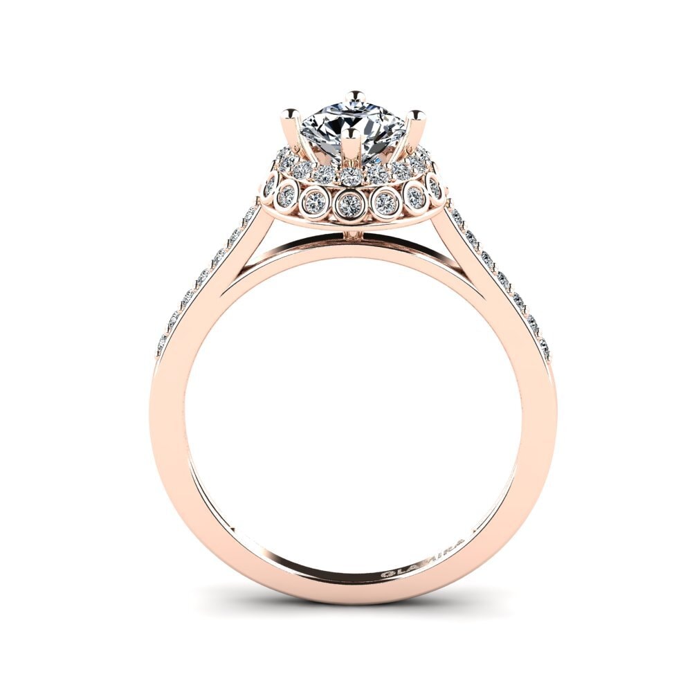 14ct Rose Gold Engagement Ring Syfig - A