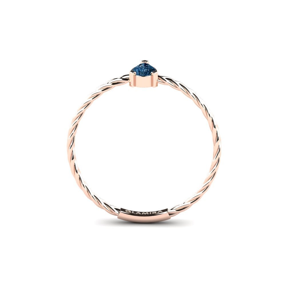 14k Oro Rosa Diamante Azul Anillo de compromiso Histomania