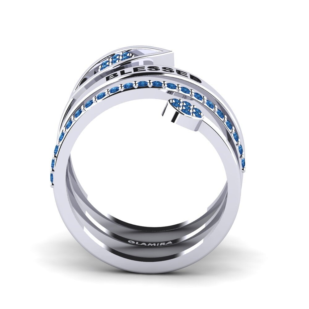 Palladium 950 Dunkelblauer Zirkonia Ringe Authoritative