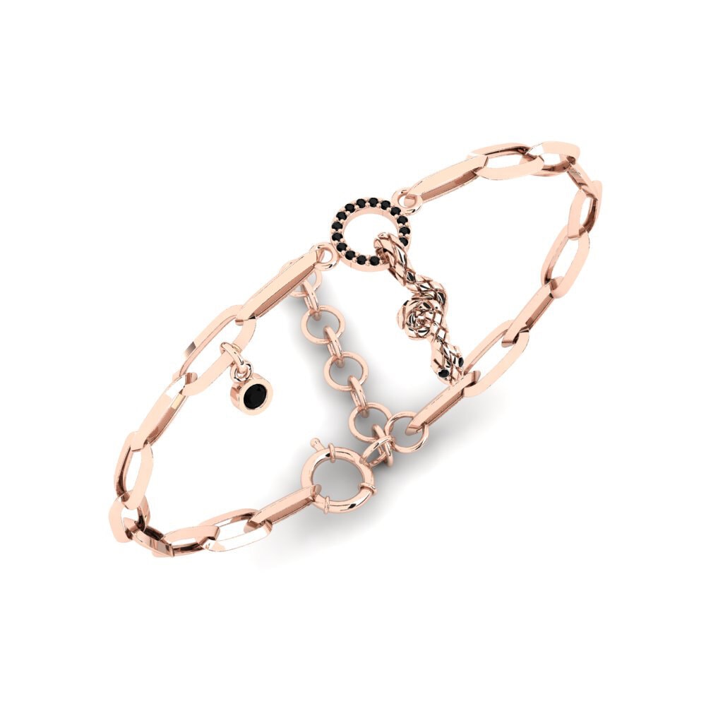 14ct Rose Gold Round Black Diamond Women's Bracelet Contextualization view 2