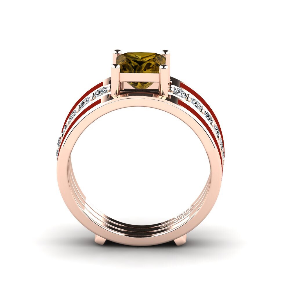 Brown Zircon Ring Andode SET