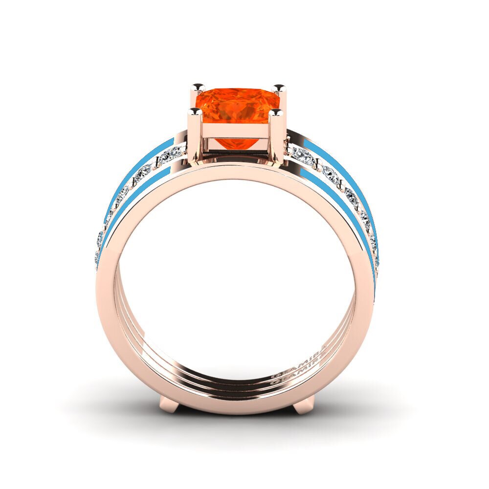 Fire Opal Ring Andode SET