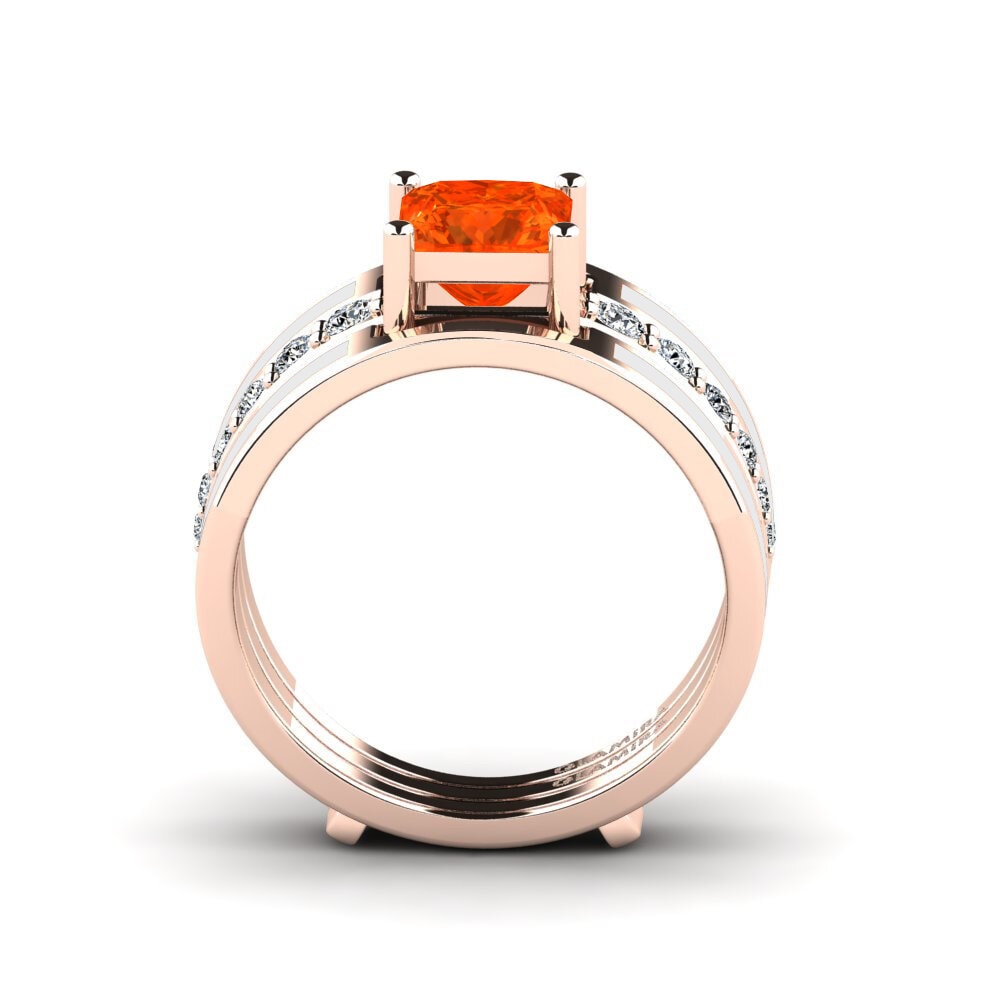 Fire Opal Ring Andode SET