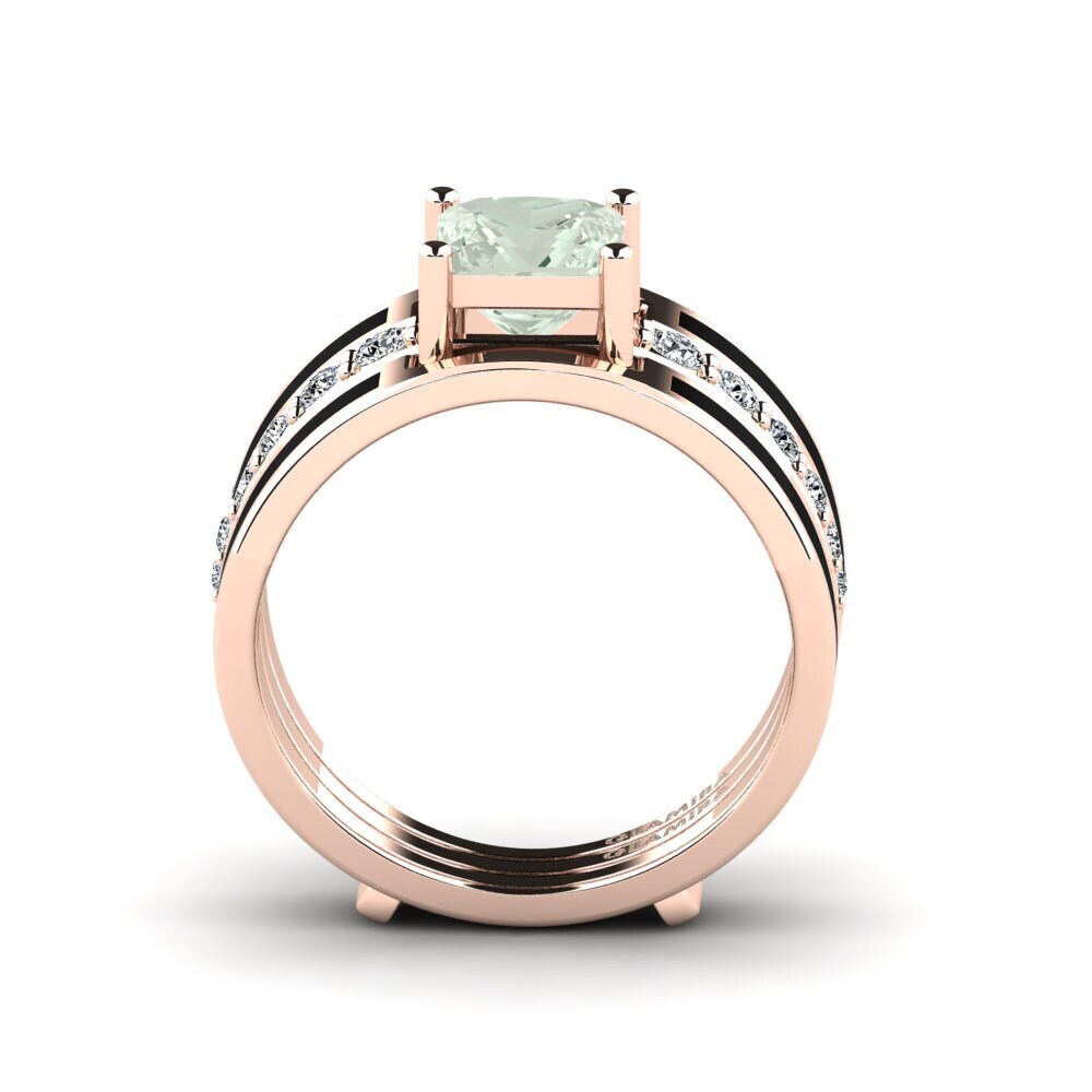 Améthyste Verte Bague Andode SET