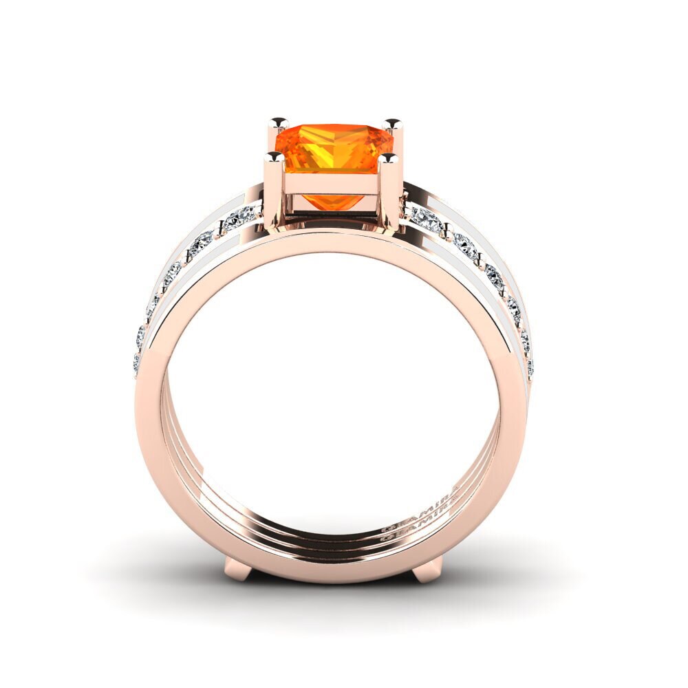 Orangefarbener Saphir Ring Andode SET