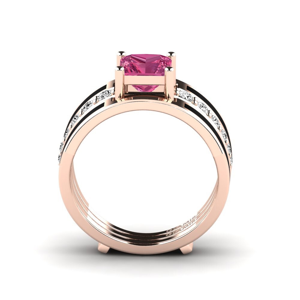Turmalina rosa Anillo Andode SET