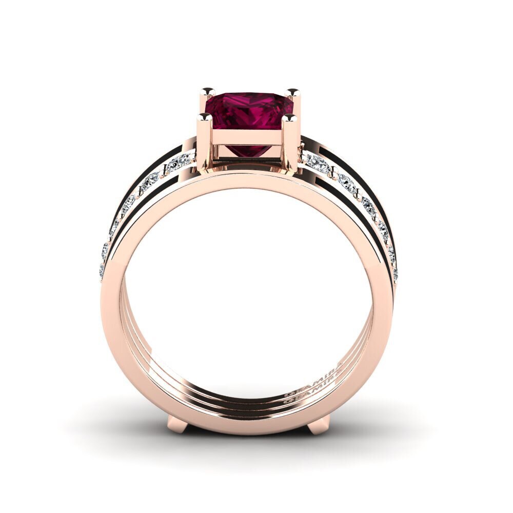 Rhodolite Garnet Ring Andode SET