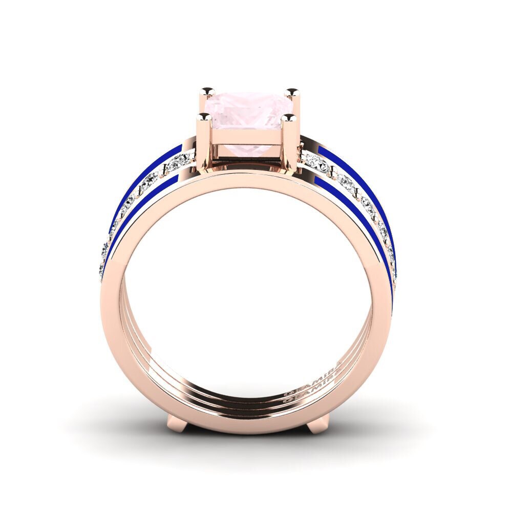 Rosenquarz Ring Andode SET