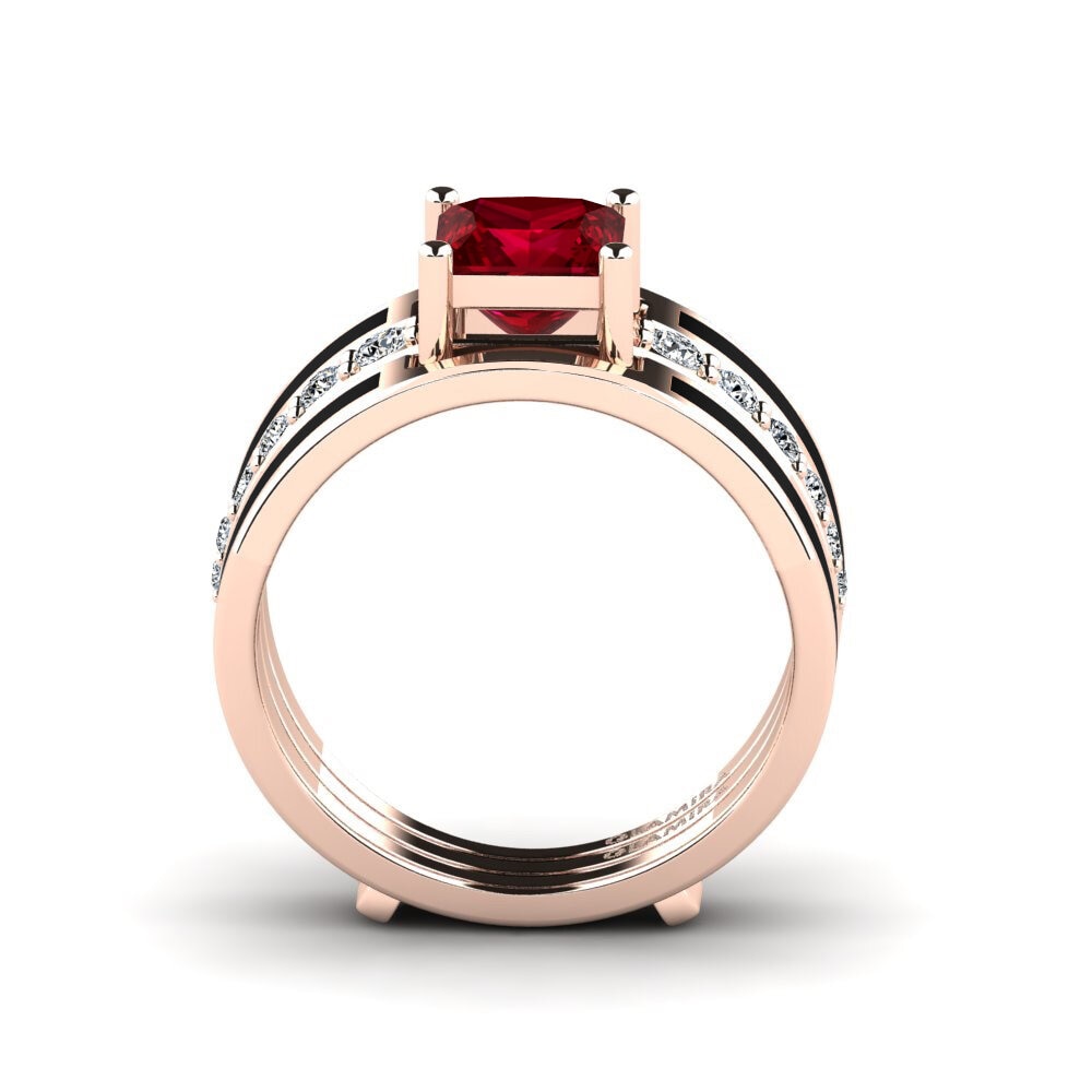 Circonita Roja Anillo Andode SET
