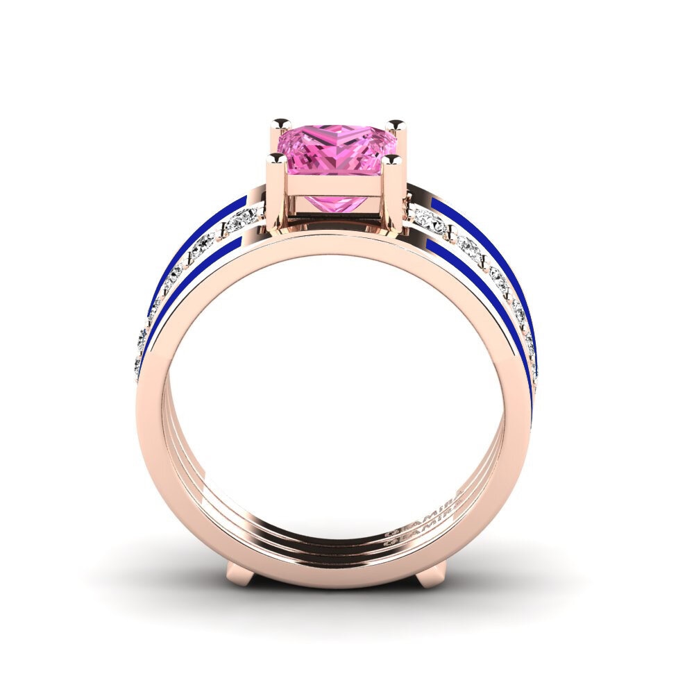 Rosa Topas Ring Andode SET