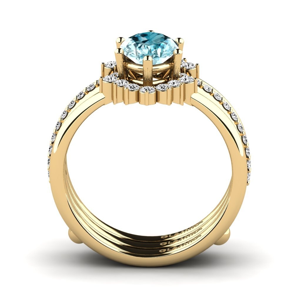Circón Azul Anillo Begdez SET