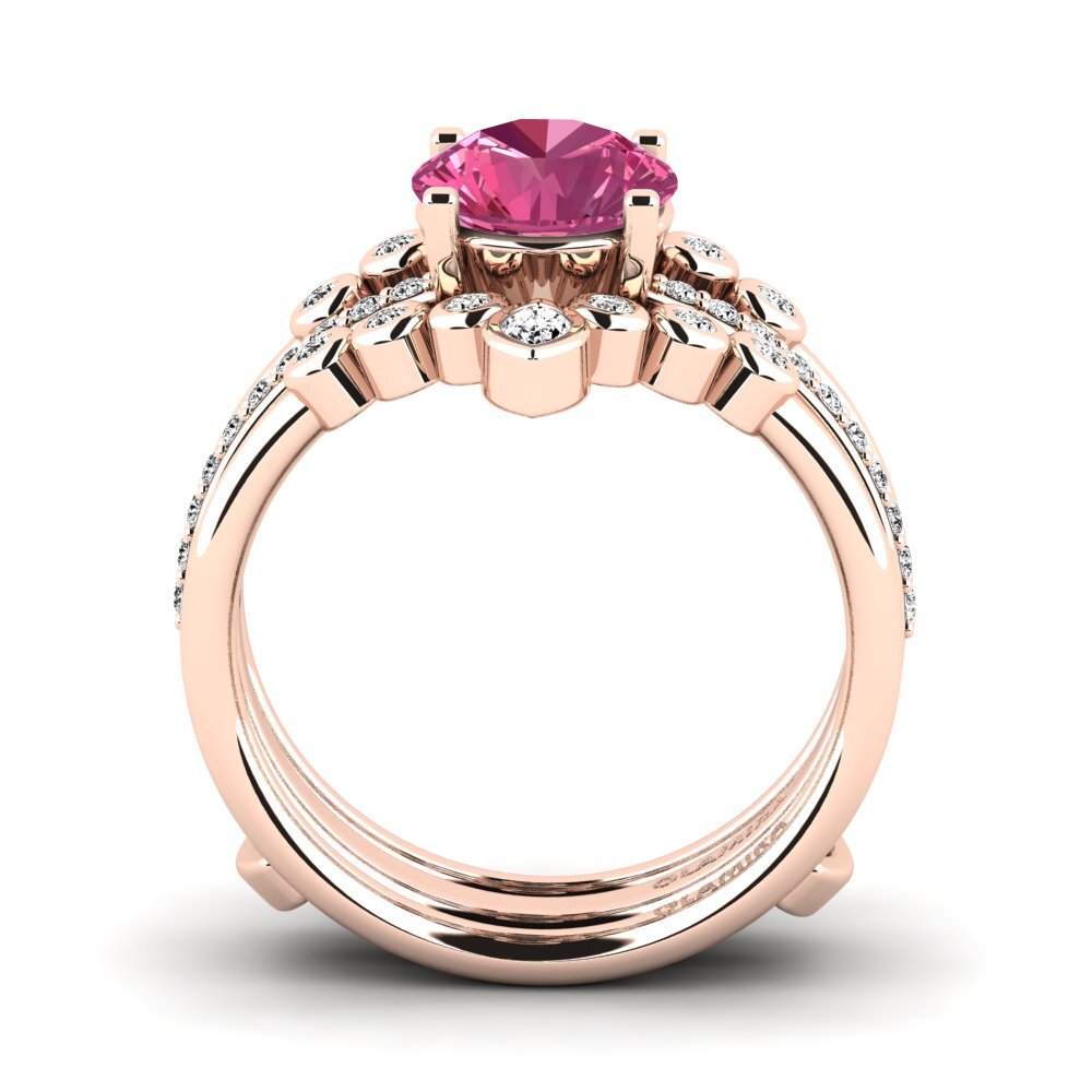 Turmalina rosa Anillo Cyanci SET