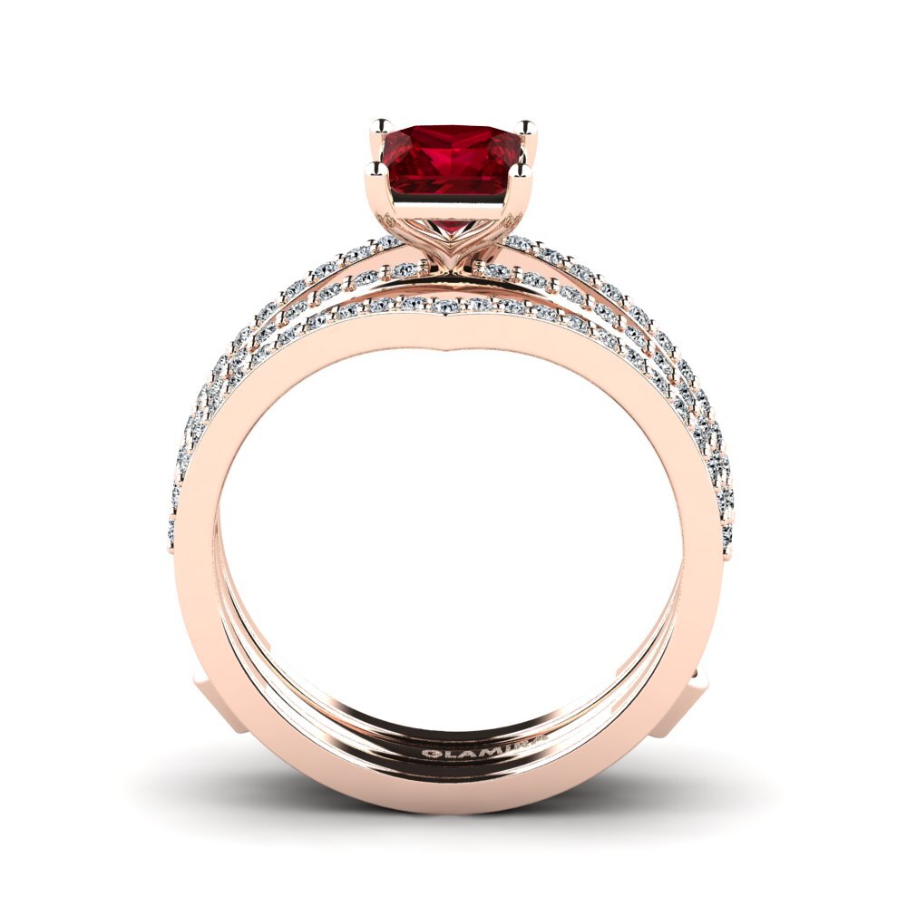 Circonita Roja Anillo Donreb SET