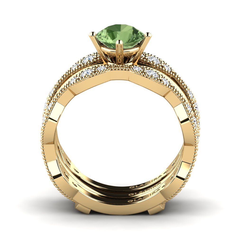 Zafiro Verde Anillo Earit SET