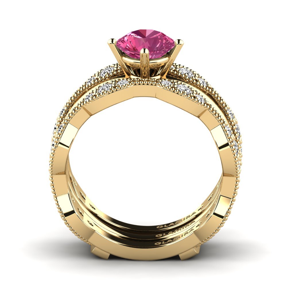 Turmalina rosa Anillo Earit SET