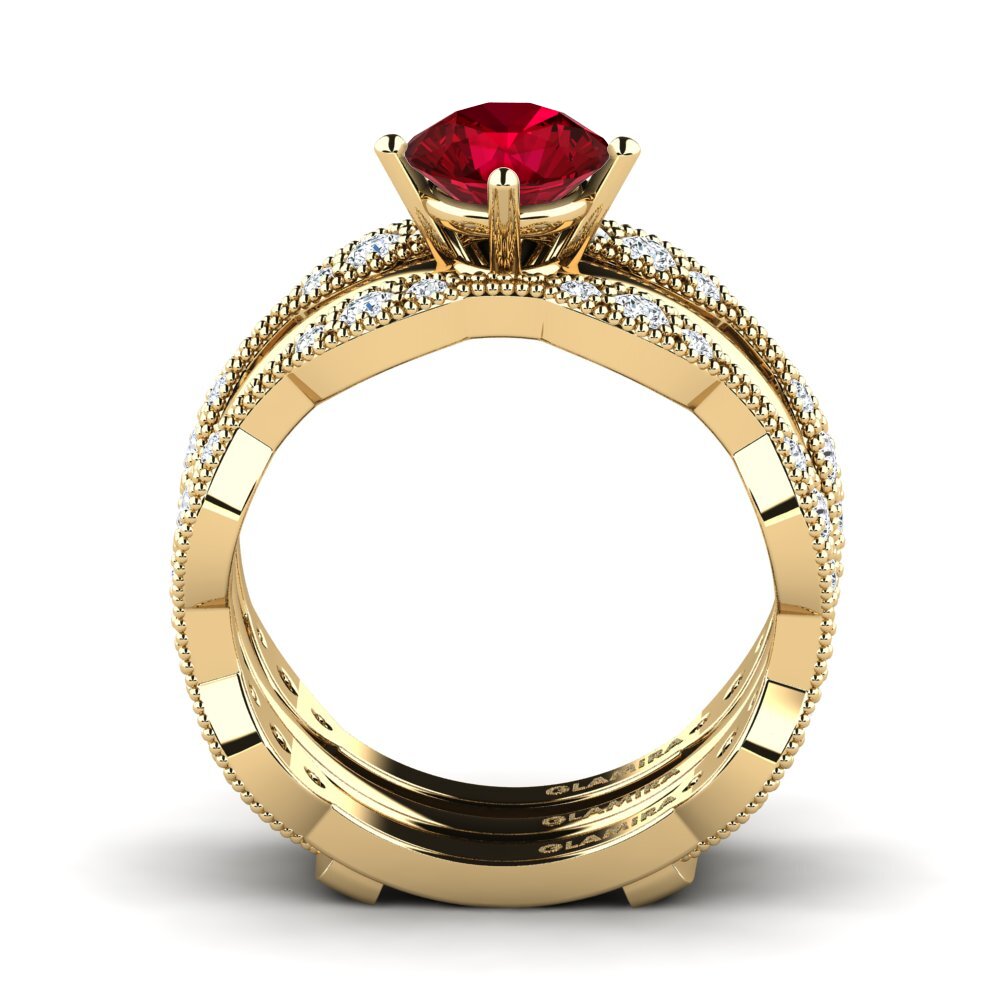 Circonita Roja Anillo Earit SET
