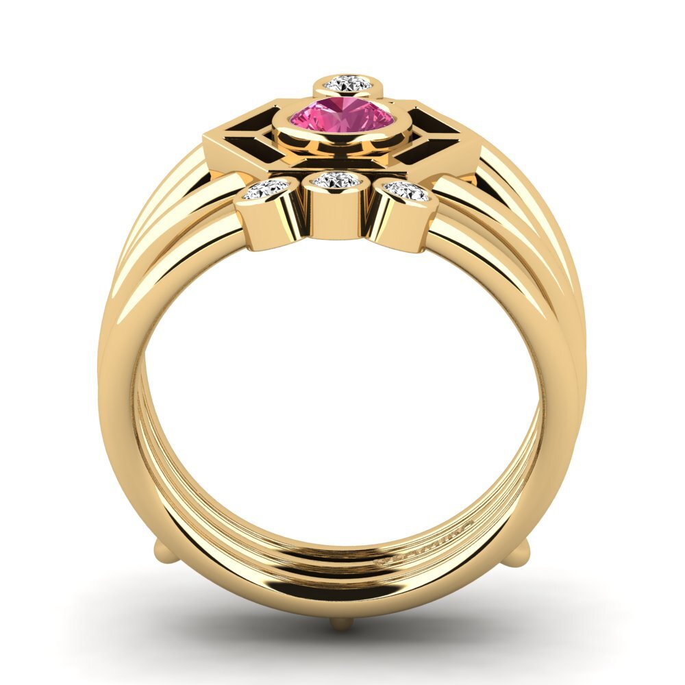 Turmalina rosa Anillo Ghwy SET