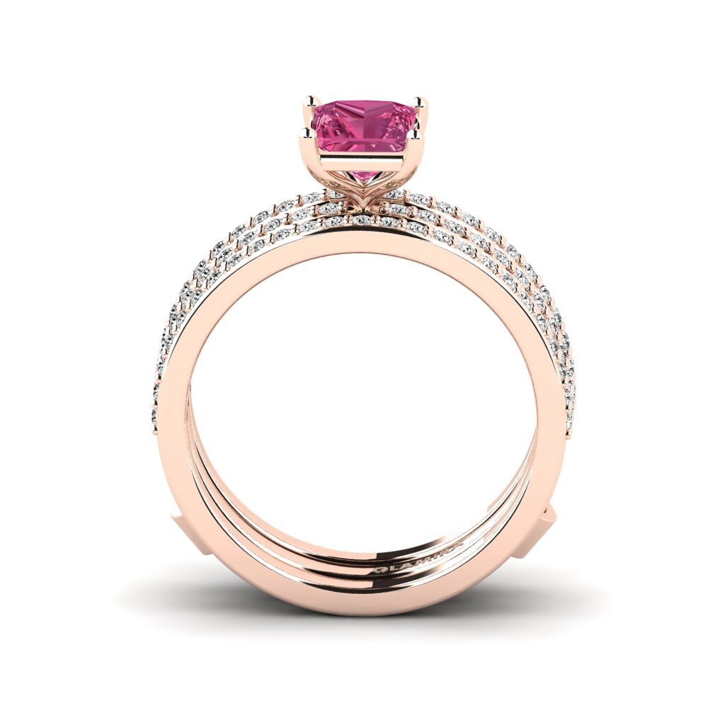 Turmalina rosa Anillo Hiddod SET