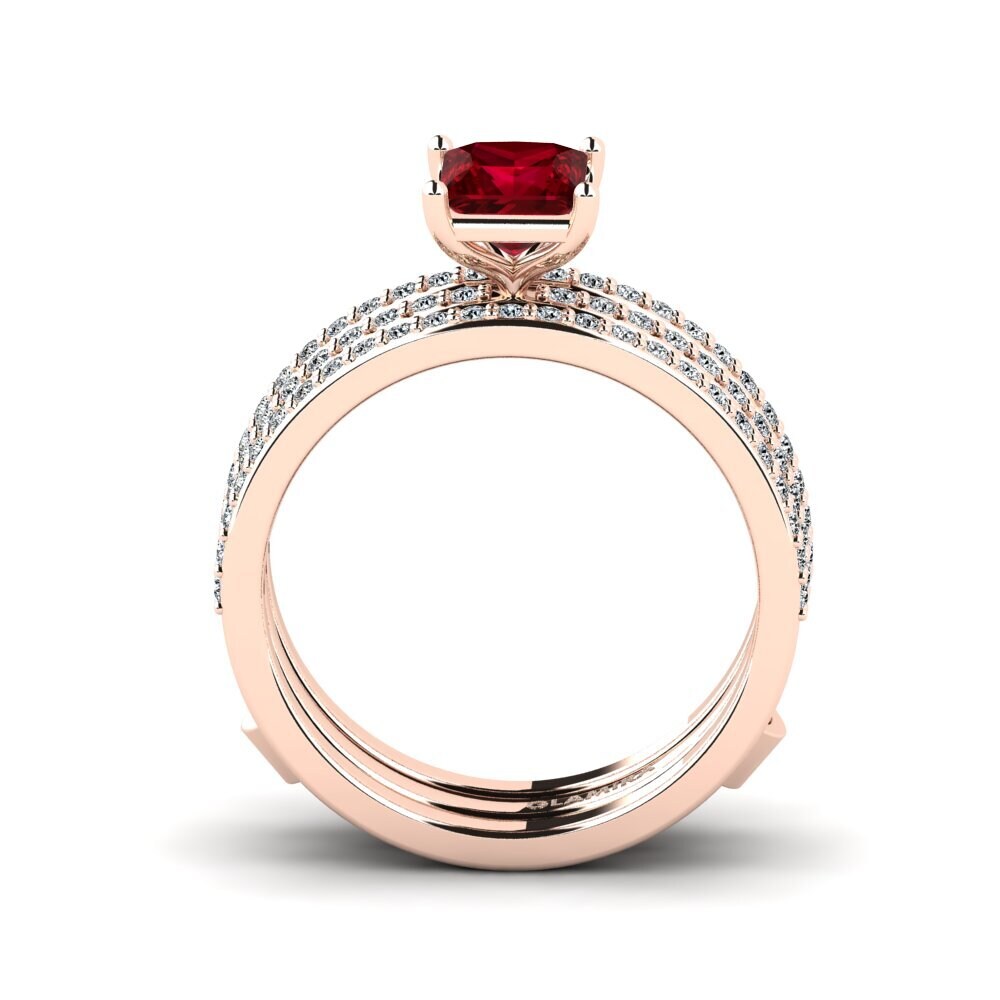Circonita Roja Anillo Hiddod SET