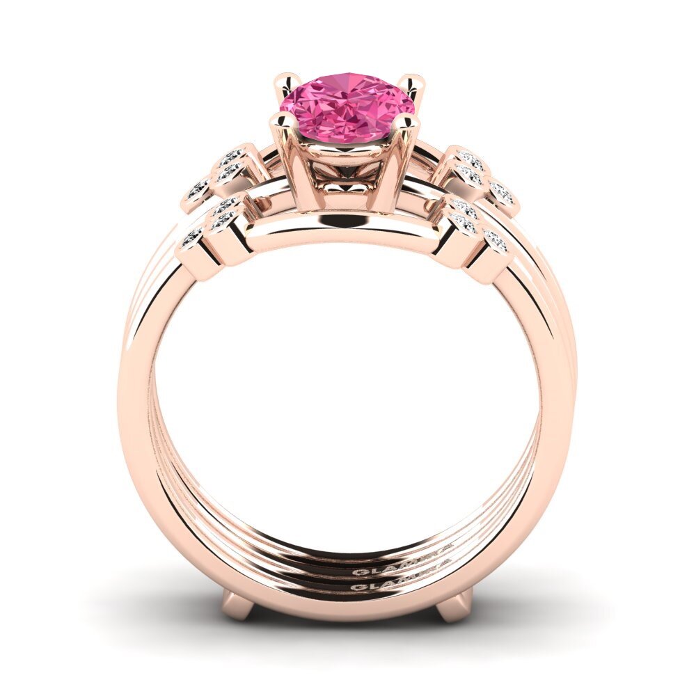 Turmalina rosa Anillo Hyunwoo SET