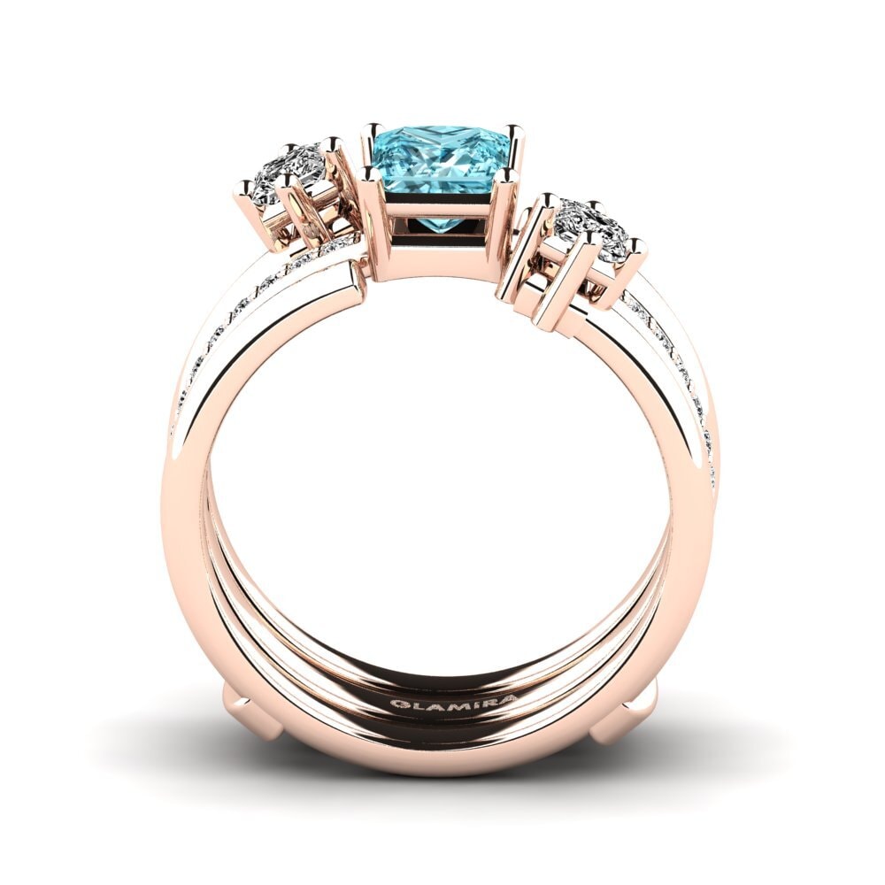 Circón Azul Anillo Isell SET