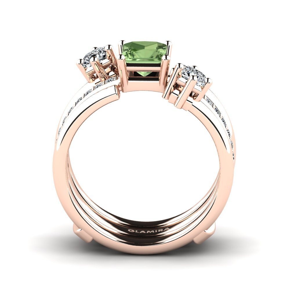 Zafiro Verde Anillo Isell SET