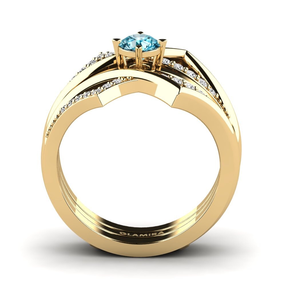 Circón Azul Anillo Kosew SET